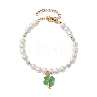 6mm Round Shell Pearl Beaded Bracelets X1-BJEW-TA00511-1