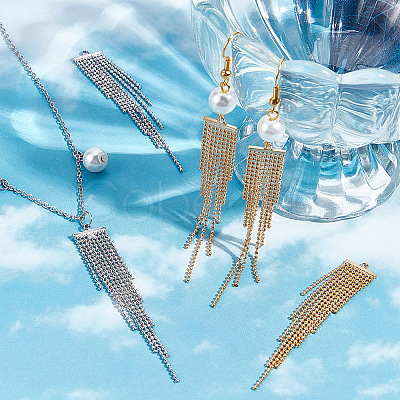 6Pcs 2 Colors Brass Ball Chains Tassel Big Pendants KK-BBC0007-49-1