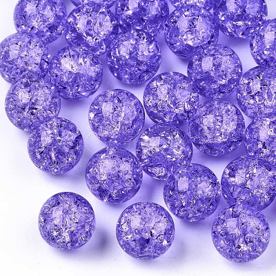 Transparent Crackle Acrylic Round Beads Strands X-CCG-R002-12mm-06-1