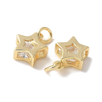 Brass Micro Pave Clear Cubic Zirconia Pendants KK-Q031-19G-01-1