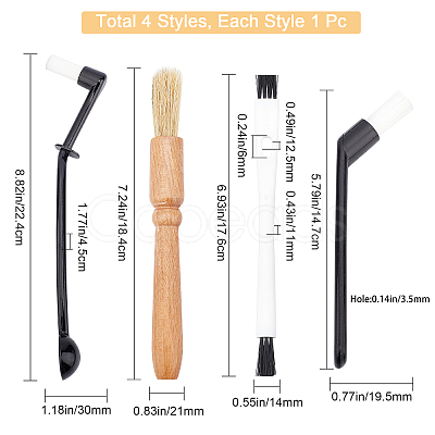 4Pcs 4 Style Nylon & Wood Brush Cleaning Tool TOOL-GF0002-97-1
