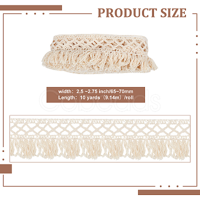 Flat Cotton Tassel Ribbons OCOR-WH0090-016-1