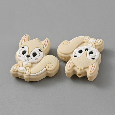 Squirrel Food Grade Eco-Friendly Silicone Beads LS-SIL-WH0012-030I-1