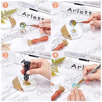 Brass Wax Seal Stamp with Handle AJEW-WH0184-0846-1