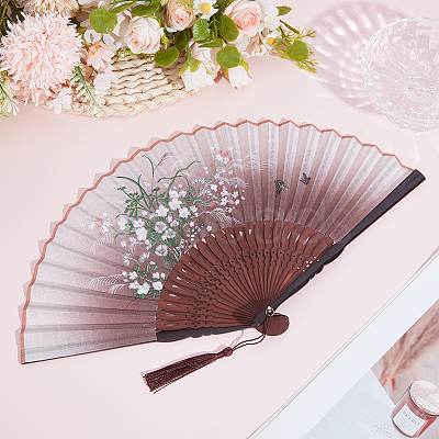 Bamboo Folding Fan AJEW-CY0002-79-1