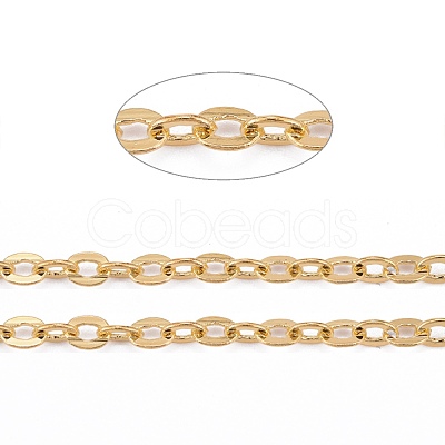 Brass Flat Oval Cable Chains CHC025Y-01-G-1