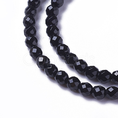 Natural Dyed & Heated Black Onyx Beads Strands G-F596-28-3mm-1