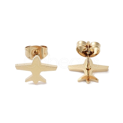 PVD Vacuum Plating 304 Stainless Steel Stud Earrings for Women EJEW-A048-21G-1