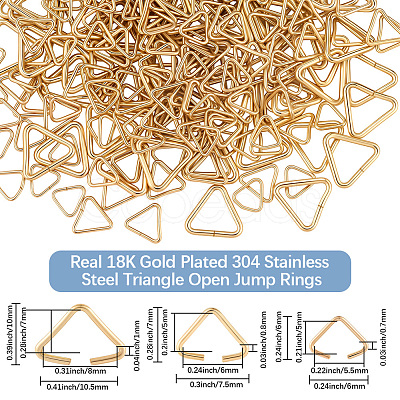 300Pcs 3 Styles Triangle 304 Stainless Steel Rings STAS-BBC0007-51-1