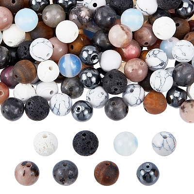 8 Strands 8 Style Natural & Synthetic Gemstone Beads Strands G-OC0002-09-1
