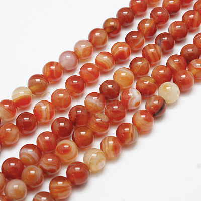 Natural Red Agate Bead Strands G-G880-05-8mm-1