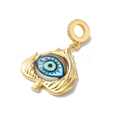 Rack Plating Brass Micro Pave Clear Cubic Zirconia European Dangle Charms KK-G504-26G-1