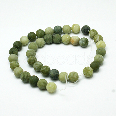 Round Frosted Natural TaiWan Jade Bead Strands G-M248-4mm-02-1