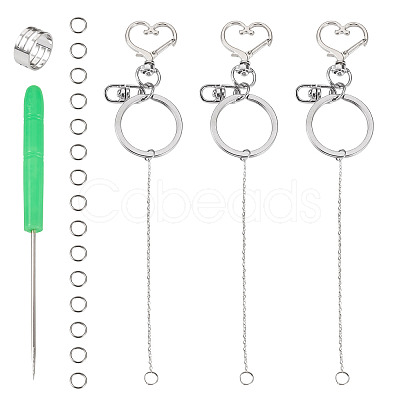 Alloy Heart Lipstick Keychains Making Kits DIY-TA0014-02-1