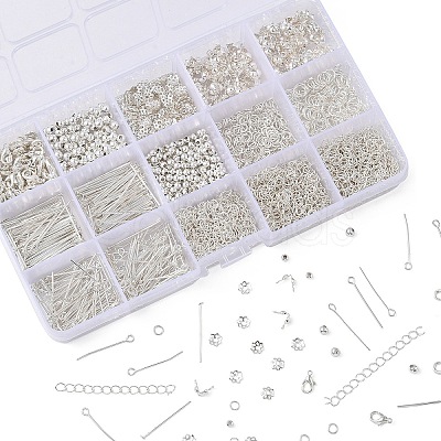 Alloy Lobster Claw Clasps & Iron Bead Tips & Eye Pin & Bead Caps & Spacer Beads & Open Jump Rings Findings Kits FIND-YW0008-89-1