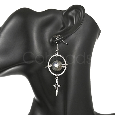 Natural Labradorite & Alloy Pendant Dangle Earrings EJEW-TA00818-01-1
