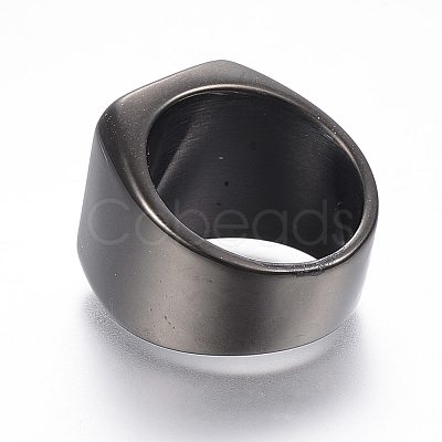 304 Stainless Steel Signet Band Rings for Men RJEW-G091-16-21mm-B-1