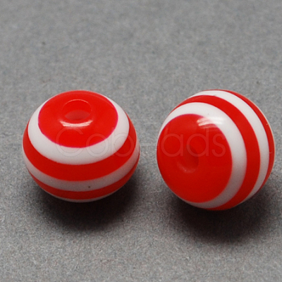 Round Striped Resin Beads RESI-R158-20mm-03-1