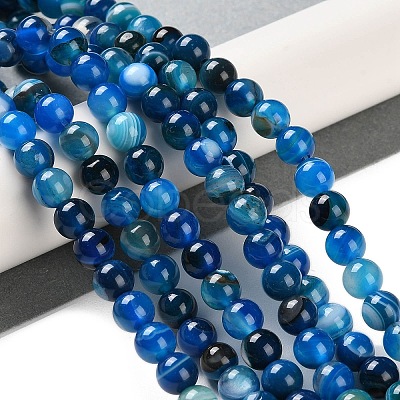 Natural Striped Agate/Banded Agate Beads Strands G-Z060-A01-A11-1