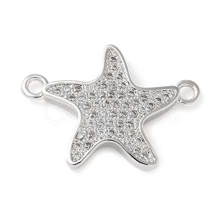Brass Micro Pave Clear Cubic Zirconia Connector Charms KK-C086-14P-01-1