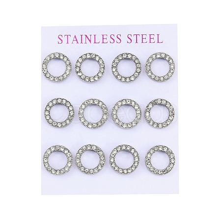 304 Stainless Steel Stud Earrings EJEW-C099-09P-02-1