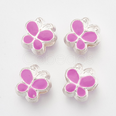 Alloy Enamel Butterfly Large Hole European Beads MPDL-R036-47G-1