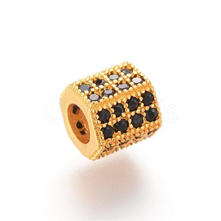 Brass Micro Pave Cubic Zirconia European Beads ZIRC-S053-YS012B-2-1
