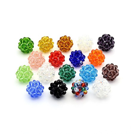 Transparent Glass Crystal Round Woven Beads X-GLAA-A034-4mm-A-1