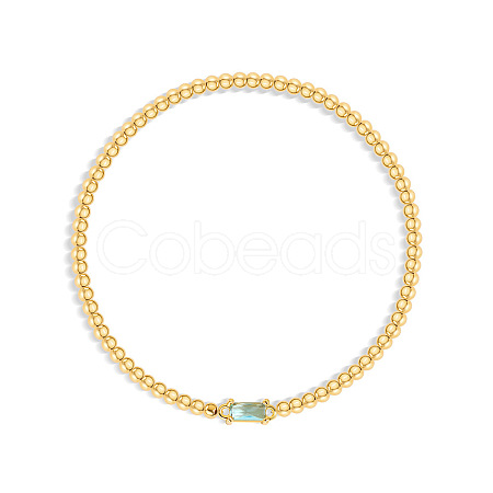 Birthstone 304 Stainless Steel Pave Cubic Zirconia Link Bracelets FS-WG4804B-04-1
