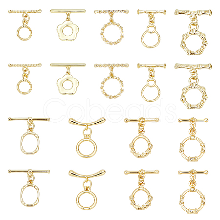 18Pcs 9 Styles Brass Toggle Clasps KK-ME0003-86-1