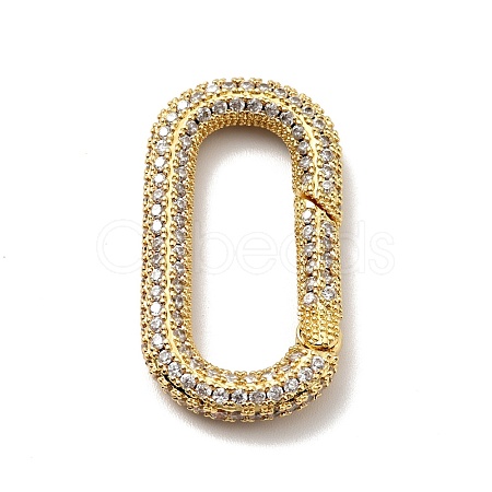 Brass Micro Pave Clear Cubic Zirconia Spring Gate Rings KK-G414-06G-1