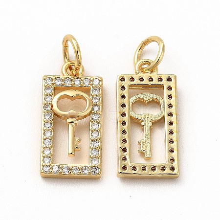 Rack Plating Brass Micro Pave Cubic Zirconia Charms ZIRC-M120-11G-1