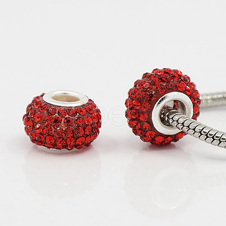 Large Hole Rondelle Resin Pave Grade A Rhinestone European Beads CPDL-H001-19-1