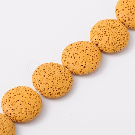 Lentil Dyed Synthetic Lava Rock Beads Strands G-N0103-13-1