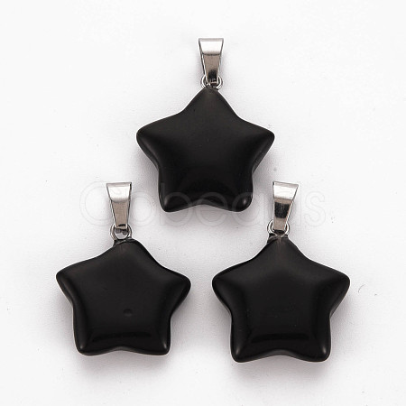 Star Natural Black Stone Pendants G-Q367-23-1
