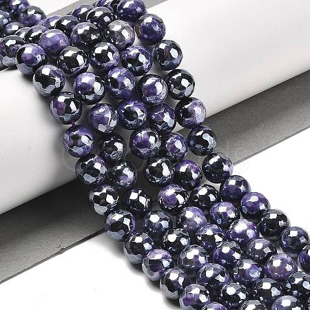 Electroplated Natural Fire Crackle Agate Round Beads Strands G-G0006-A02-05-1
