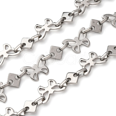 304 Stainless Steel Butterfly Link Chains CHS-S012-10P-1