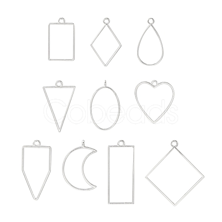 10Pcs Alloy Open Back Bezel Pendants PALLOY-YWC0002-02S-1