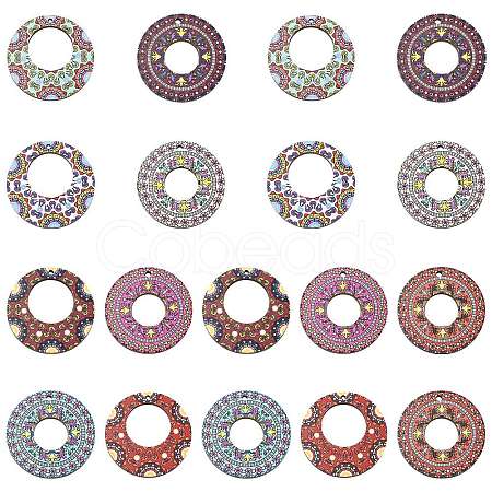 45Pcs 9 Colors Printed Basswood Pendants WOOD-CJ0002-52-1