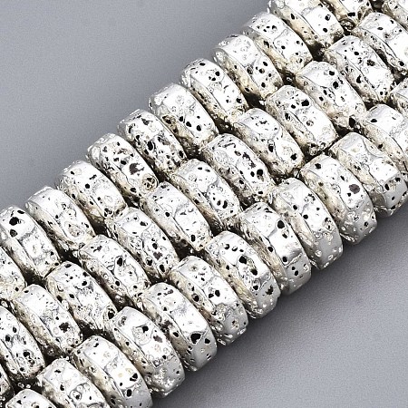 Electroplated Natural Lava Rock Beads Strands G-T114-67S-1