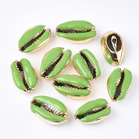Electroplated Cowrie Shell Beads X-SSHEL-T008-11G-04-1