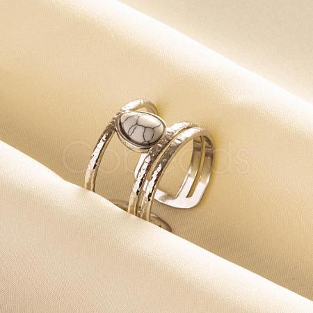 Teardrop Synthetic Howlite Finger Rings QT3031-4-1-1