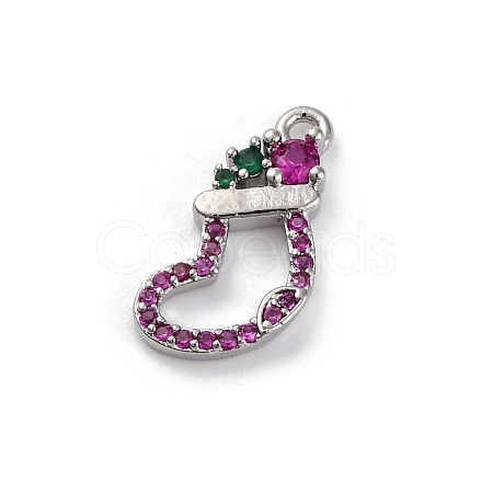 Christmas Series Brass Micro Pave Cubic Zirconia Pendants KK-Q010-01P-01A-1