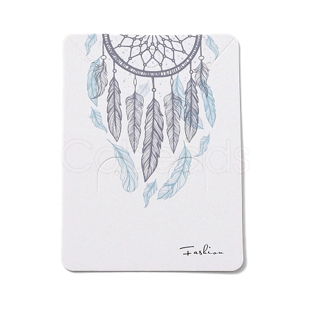 100Pcs Woven Web/Net with Feather Print Paper Jewelry Display Cards AJEW-Z021-01C-1