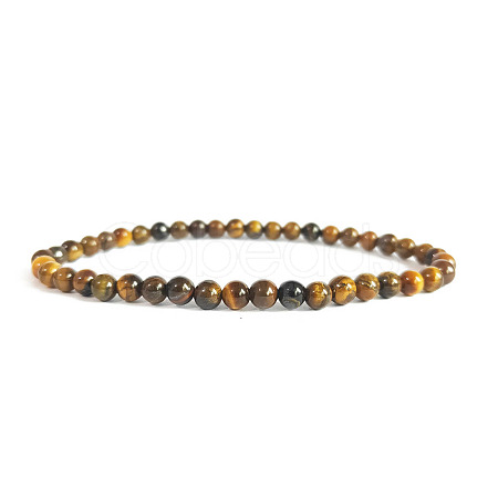 4mm Round Natural Tiger Eye Beads Bracelet for Men LS-KG3069-34-1