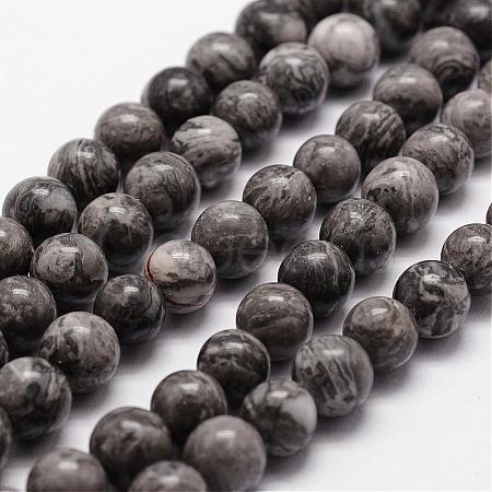 Natural Map Stone/Picasso Stone/Picasso Jasper Bead Strands G-D840-60-4mm-1