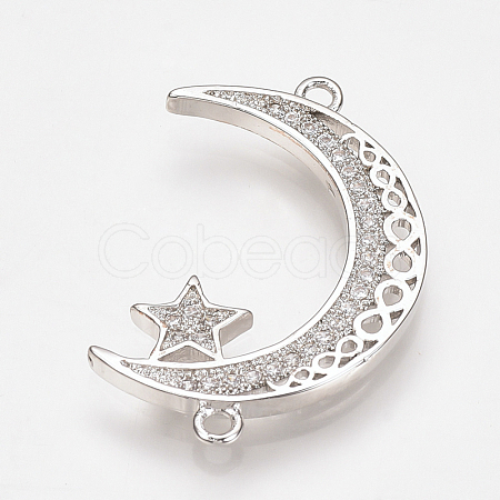Brass Micro Pave Cubic Zirconia Links ZIRC-T004-04P-1