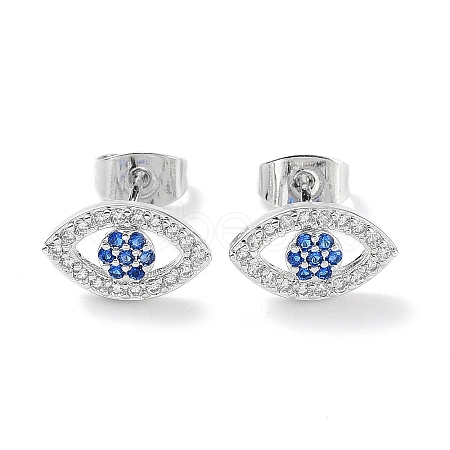 Brass Micro Pave Cubic Zirconia Stud Earrings EJEW-P247-02P-1