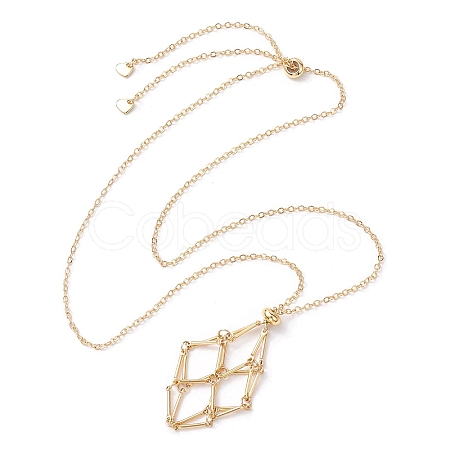 Crystal Stone Cage Pendant Necklaces NJEW-JN04766-02-1