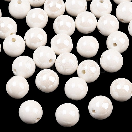 Glazed Porcelain Round Beads PORC-S489-14mm-01-1